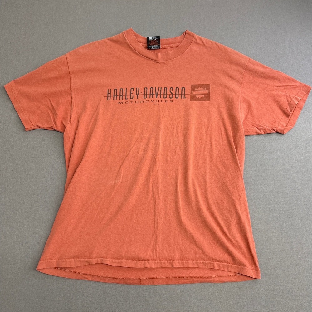 Vintage Harley Davidson T Shirt Mens XL Orange Sunset Port Richey FL Graphic